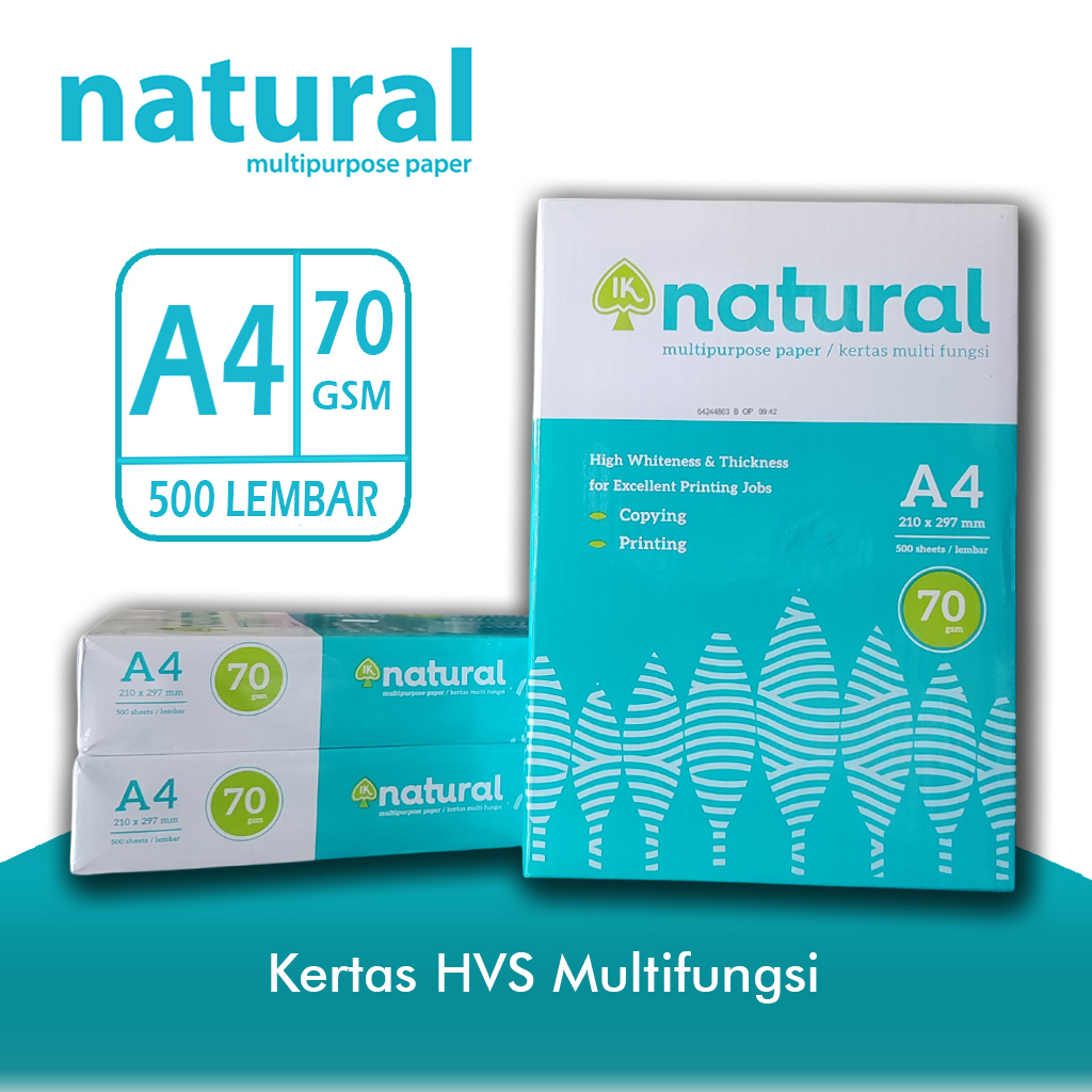 

Kertas Hvs Natural Ukuran A4 70 Gsm 1 Rim (500 Lembar)