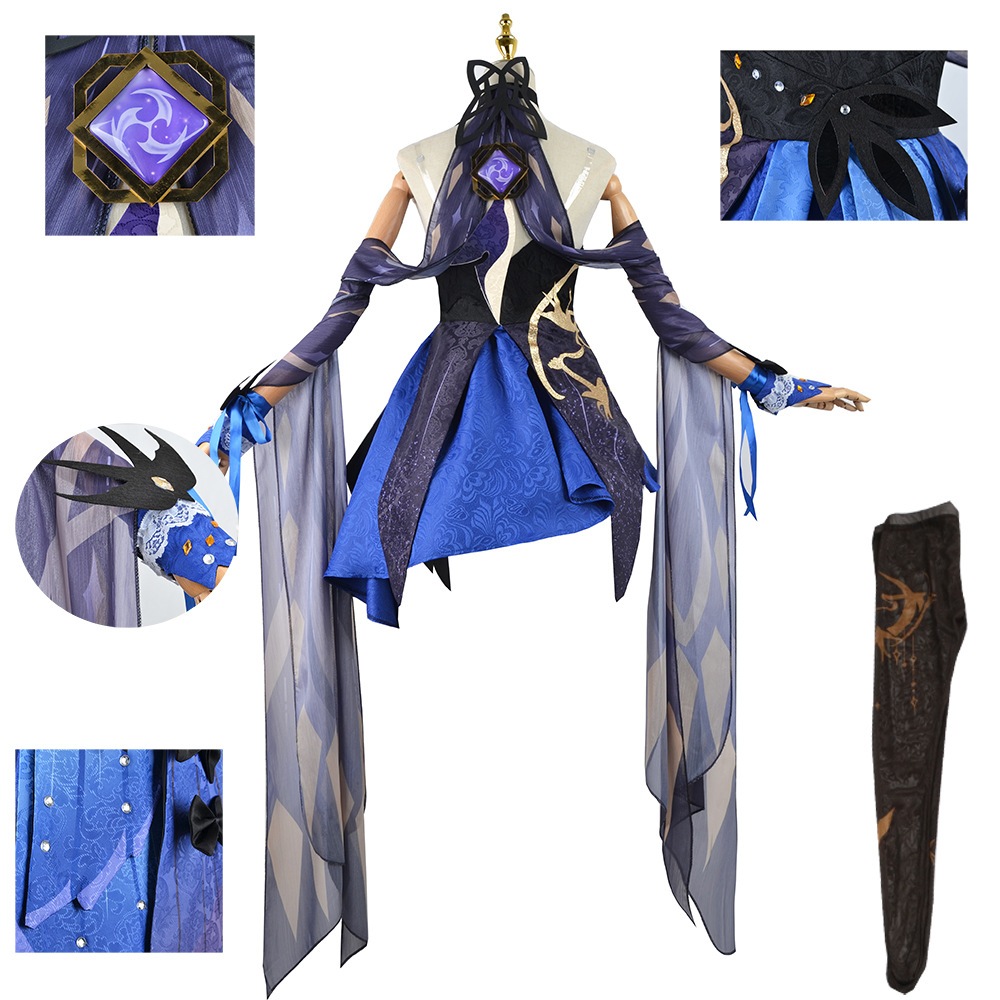 Genshin Impact cospaly keqing cosplay costume and wig shoes