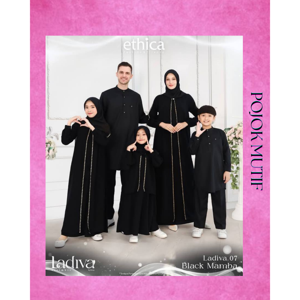New Arrival Sarimbit Keluarga Ethica Ladiva 07 Black Mamba - Kahfi Kurta