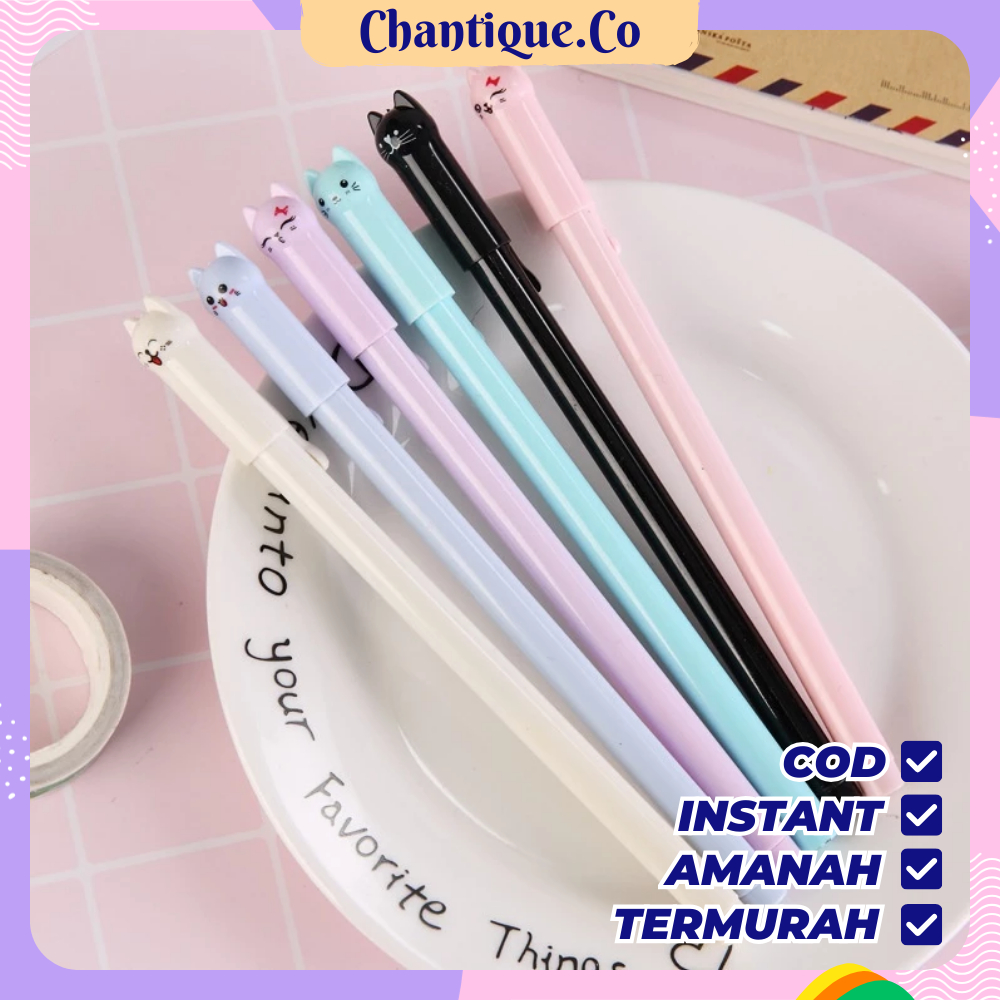 

Pena Karakter Motif Kucing Warna Warni / Pena Karakter Gel Imut / Bolpen Lucu Murah Import
