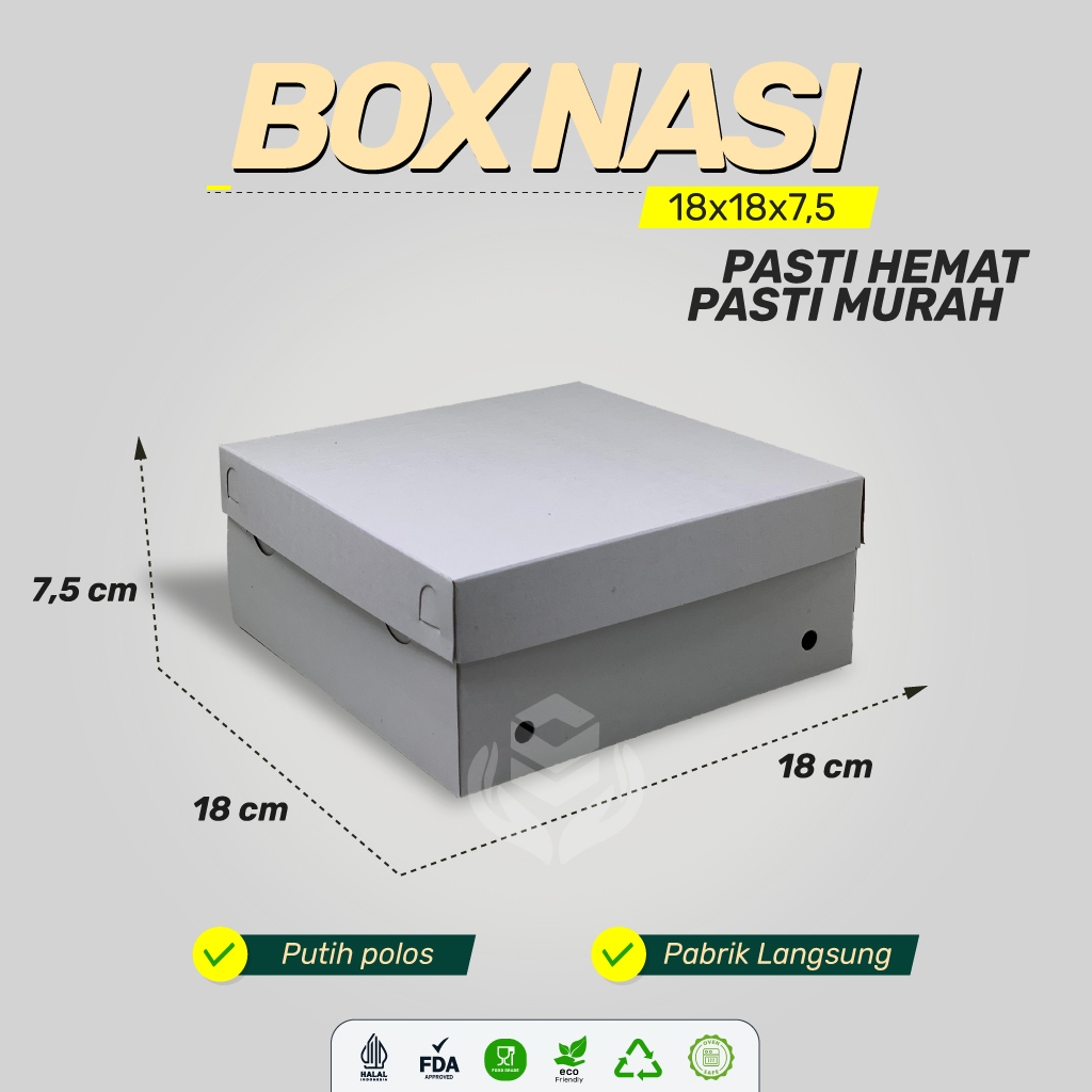 Dus Nasi Kotak 18x18 | Box Nasi 18x18 | Dus Catering Nasi | BB4D3