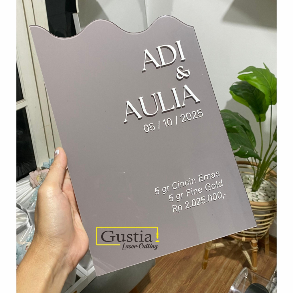 Akrilik Mahar Gelombang | Akrilik Tetes Air Mahar | Dekorasi Mahar | Ornamen Mahar | Tulisan Mahar |