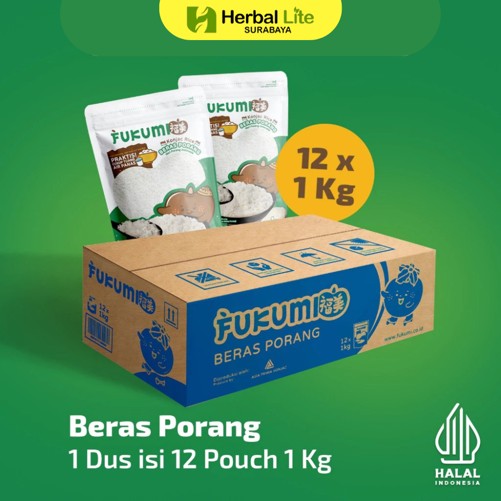 

FUKUMI Beras Porang Kardus Isi 12 Pouch 1 Kg - Konjac Rice