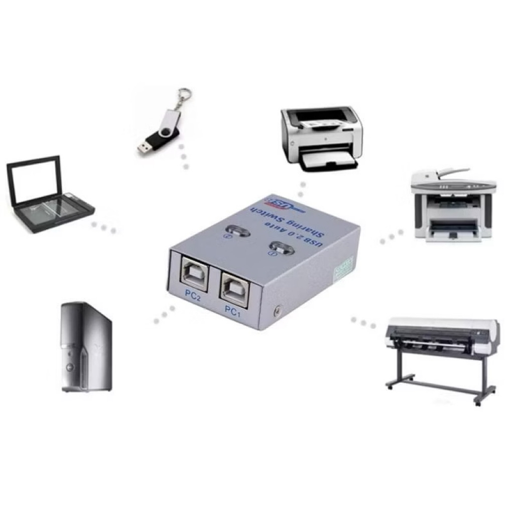 Auto Switch USB Printer 2 Port Sharing Switcher USB 2.0 Printer Kable Manual/Otomatis