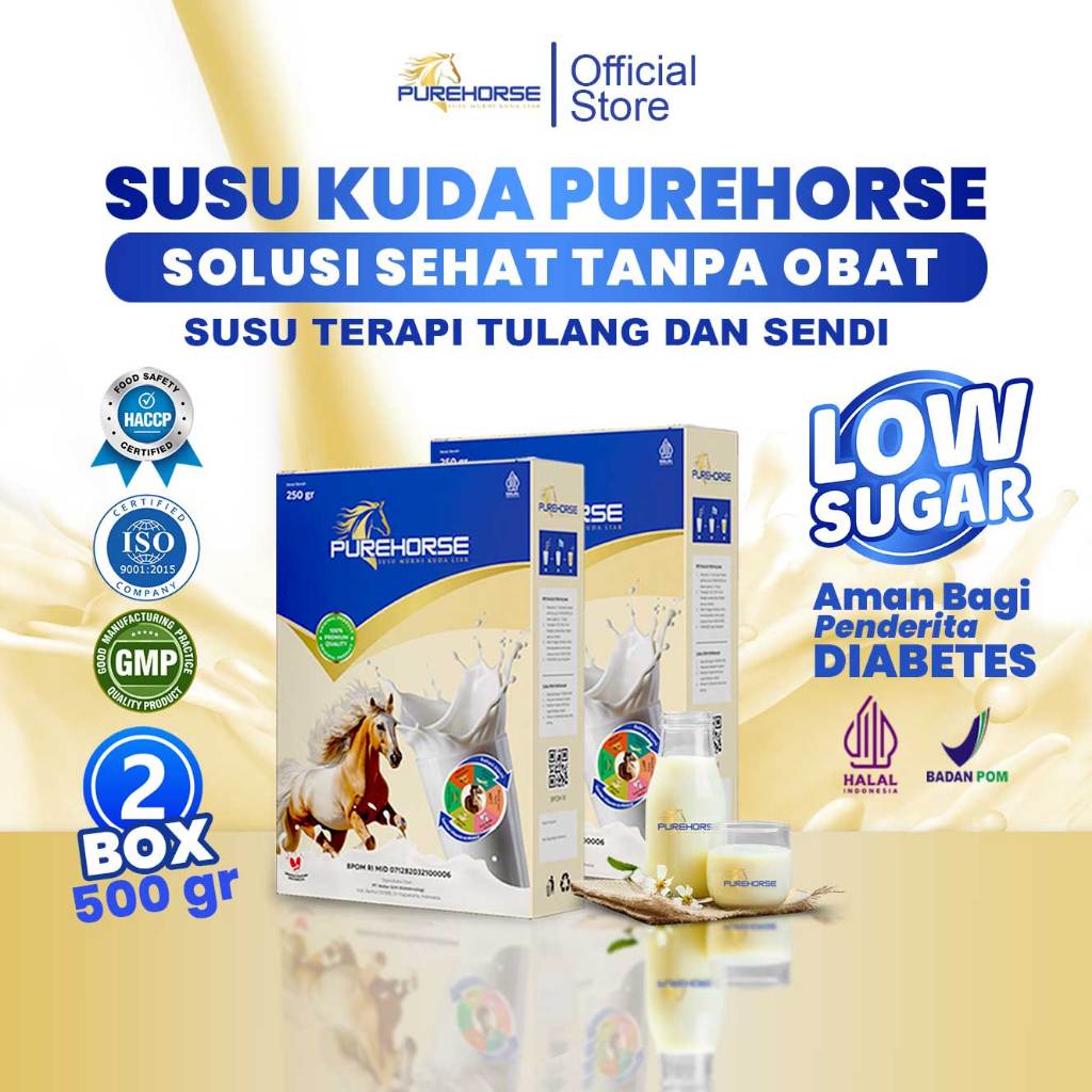 

Purehorse Susu Kuda Liar Sumbawa Asli 100% Mengatasi Nyeri Sendi & Reamatik | Paket 2 | 500gr