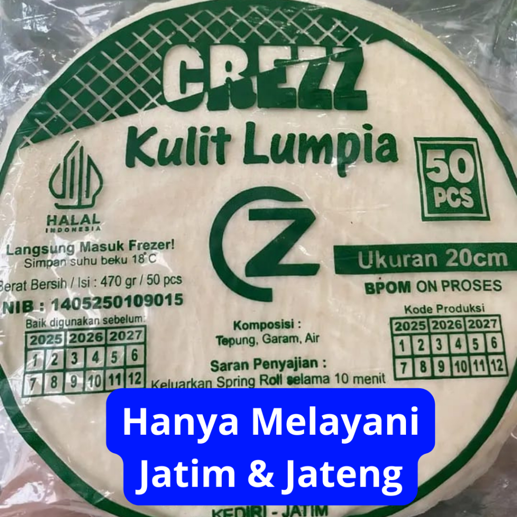 

kulit Lumpia Crezz Spring Roll 1 Pack Diameter 20cm isi 50 pcs, Spring Roll Tidak Mudah Robek, Gyoza, Dimsum, Siomay