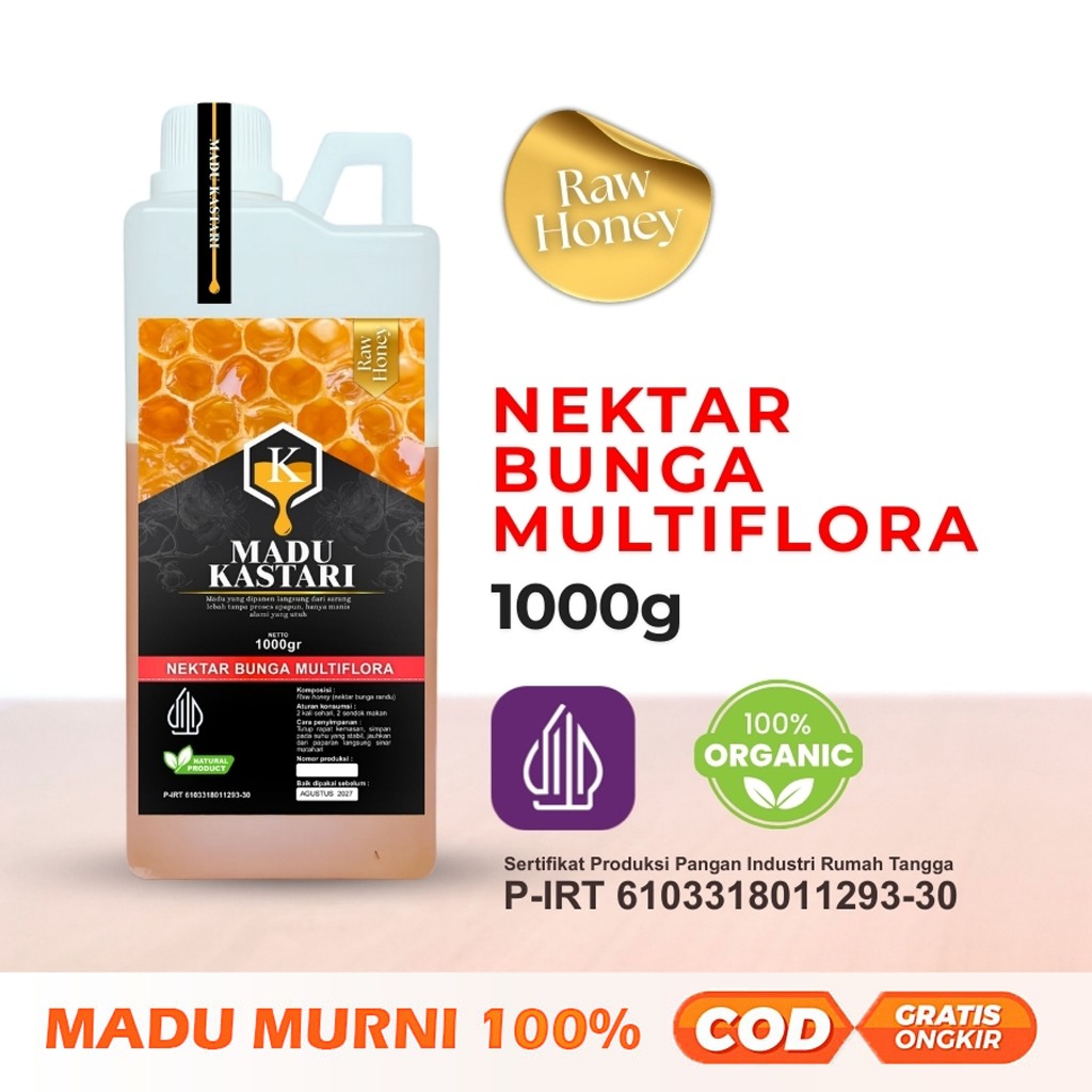 

Madu Kastari Murni Asli Multiflora 1000gram Grade A 100% Alami Pure Raw Honey (BISA COD)