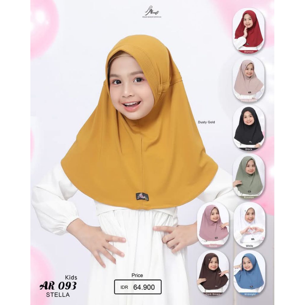 AR 093 KIDS hijab bergo sekolah polos tali serut  ( By Arrafi ori )