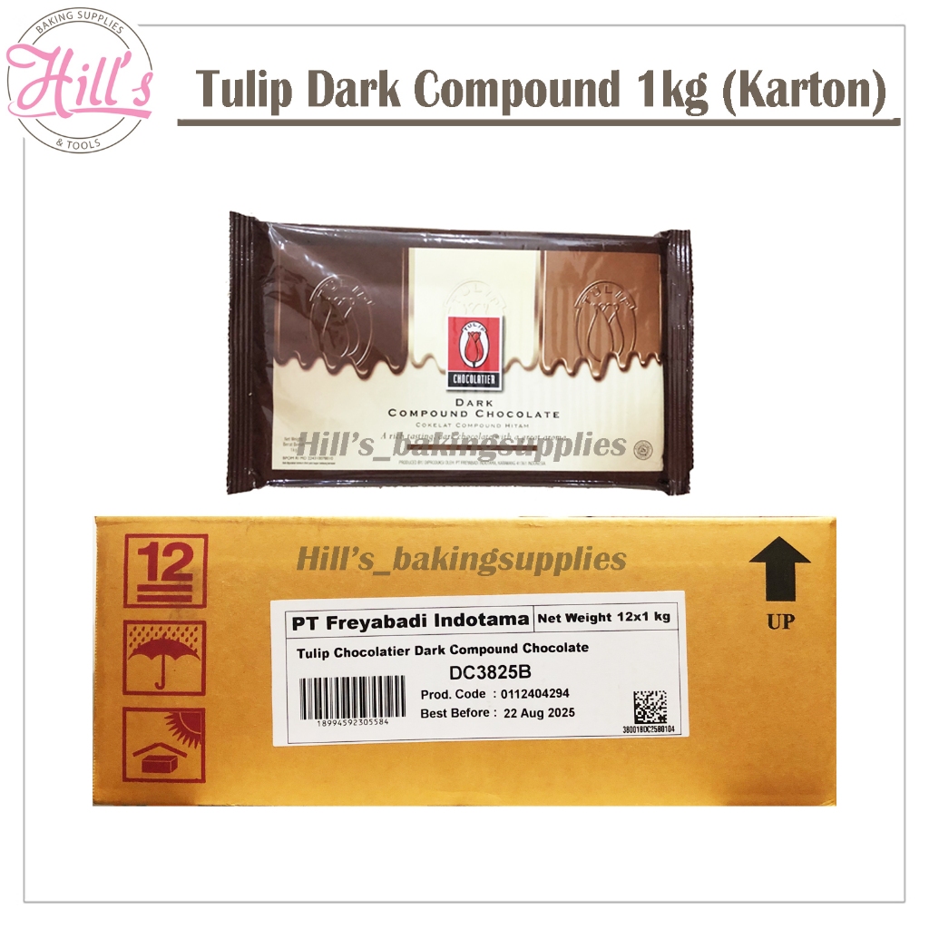 ( KARTON ) (G) TULIP DARK CHOCOLATE COMPOUND 1 KG / COKELAT MASAK / COKLAT BATANG COMPOND 1KG 1000GR