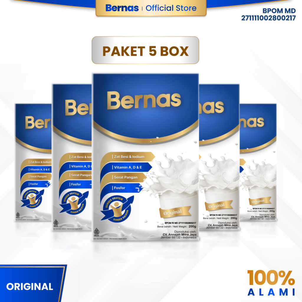 

BERNAS - Paket 5 Box - Susu Bernas Rasa Original dan Cokelat