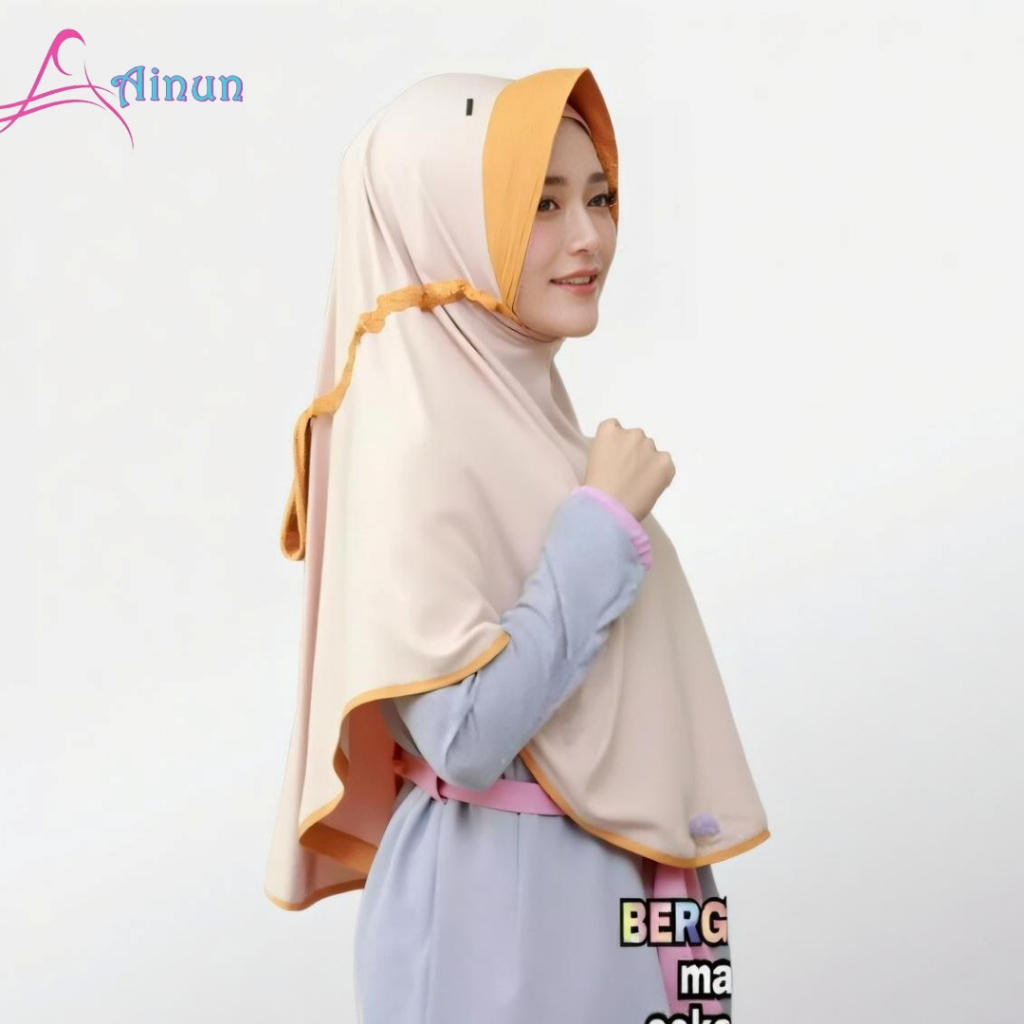 New Hijab Ainun Bergo Rania L Ready Matt Zoya Premium Kerudung Serut Dua Tone