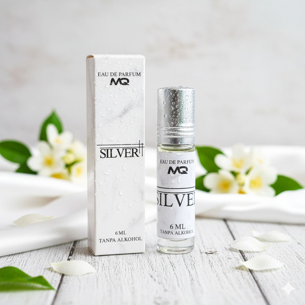 Parfum roll on silver botol alrehab tanpa alkohol parfum sholat kemasan dus