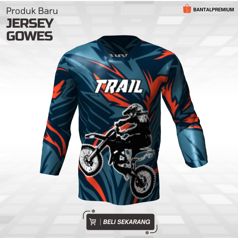 Kaos Jersey Motor Trail Motocross Tosca Tua Orange Motif Abstrak 43 - Jersey Lengan Panjang