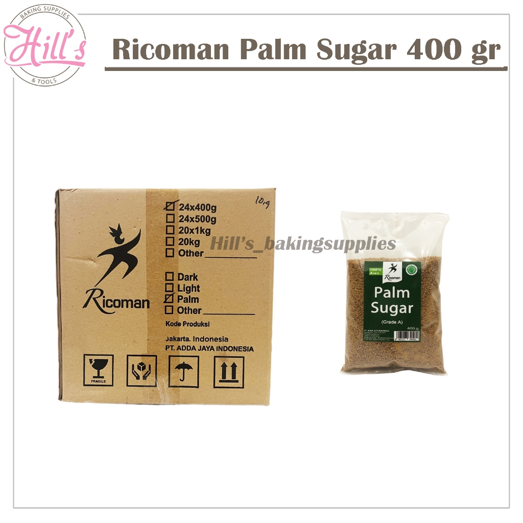 ( KARTON G ) PALM SUGAR RICOMAN 400gr / GULA AREN 400 gr / GULA PALEM HARGA DUS