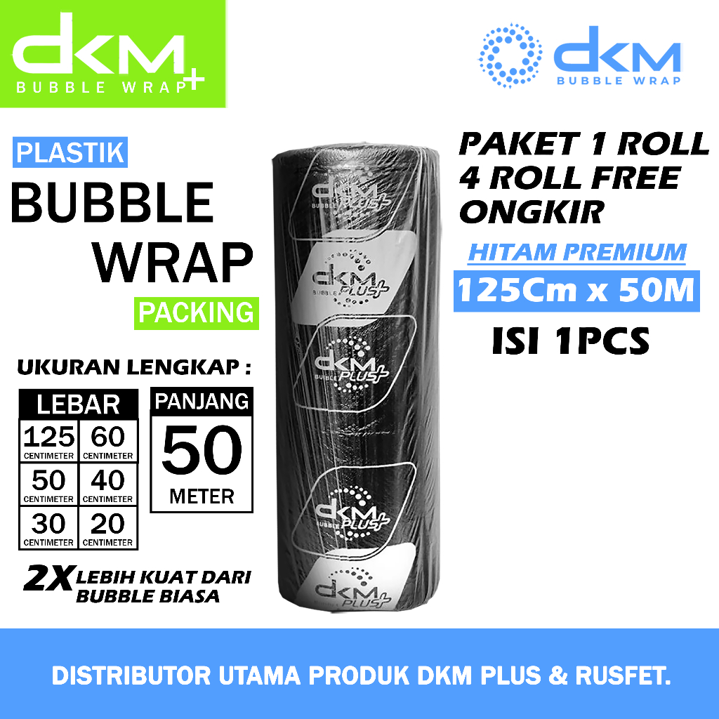 

Bubble Wrap DKM Plus Hitam Premium Quality Termurah Plastik Bubblewrap 125cm x 50m Packing OlShop Paket 1 Roll