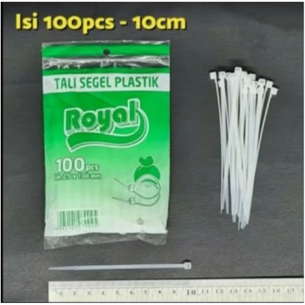 

Kabel Ties Tali Segel Plastik Pengikat Makanan Merk ROYAL panjang 10 CM. 1 pax isi 100 pcs