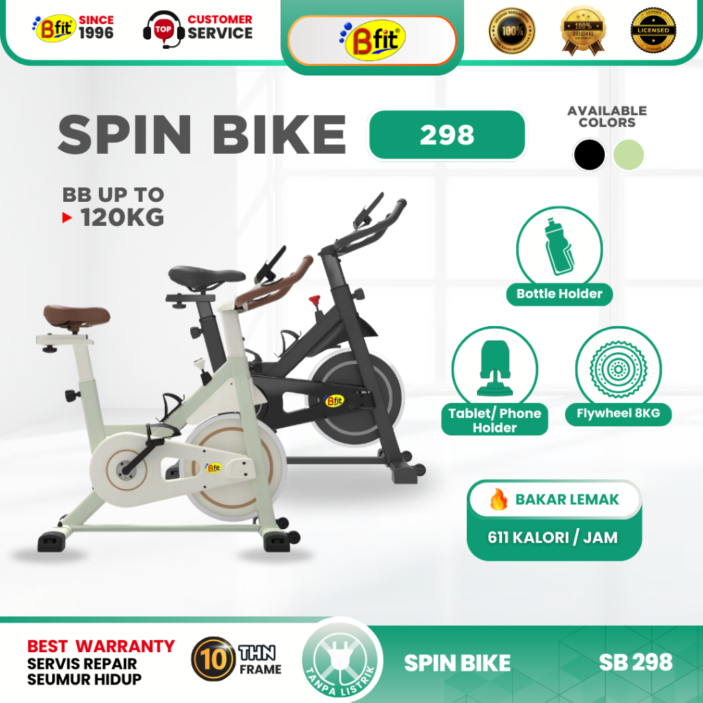 Sepeda Statis BFIT 298 Spin Bike Sepeda Olahraga Cardio Portable Alat Fitness Gym