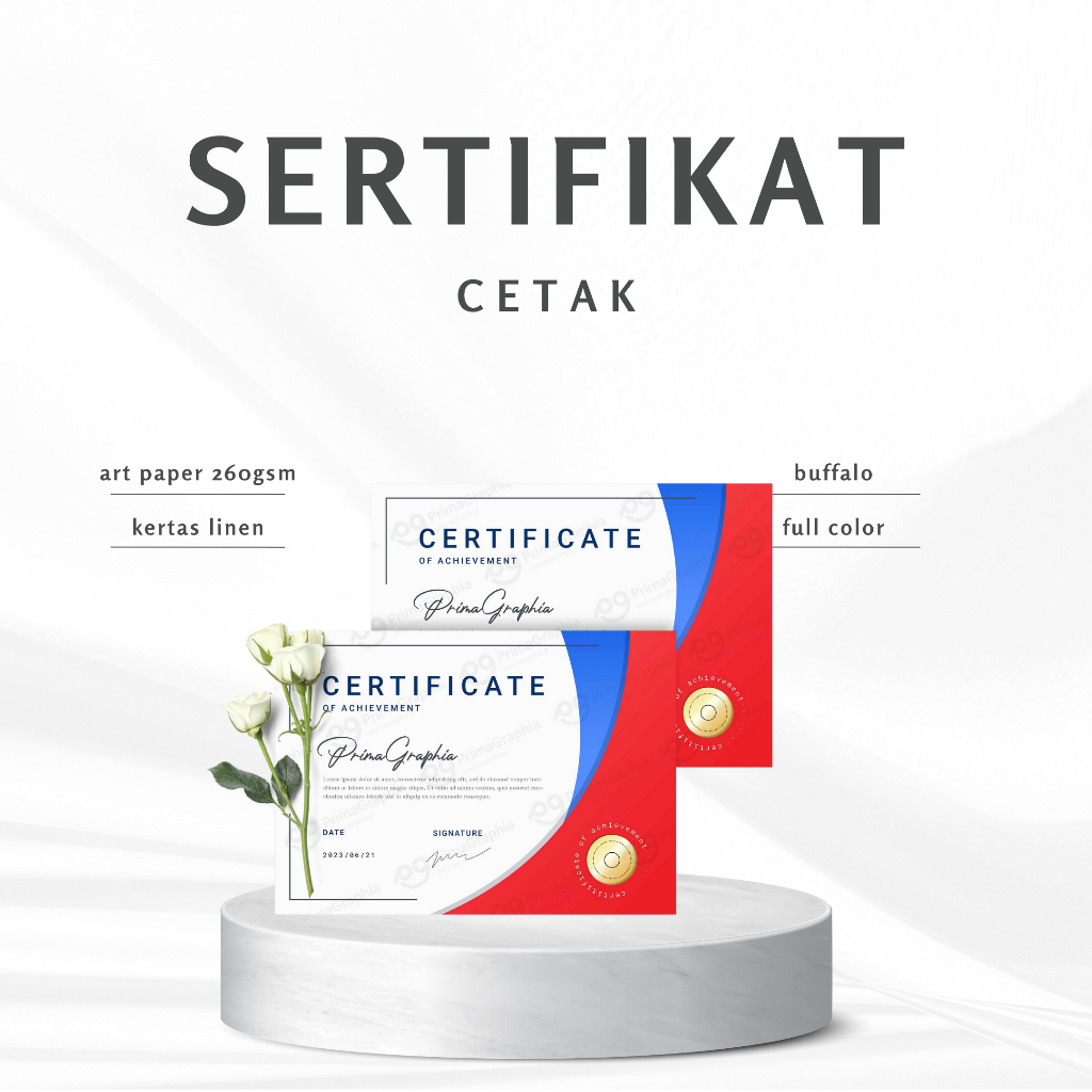 

Cetak Sertifikat Premium – Custom Desain & Bahan Pilihan (Linen, Art Paper, Buffalo)