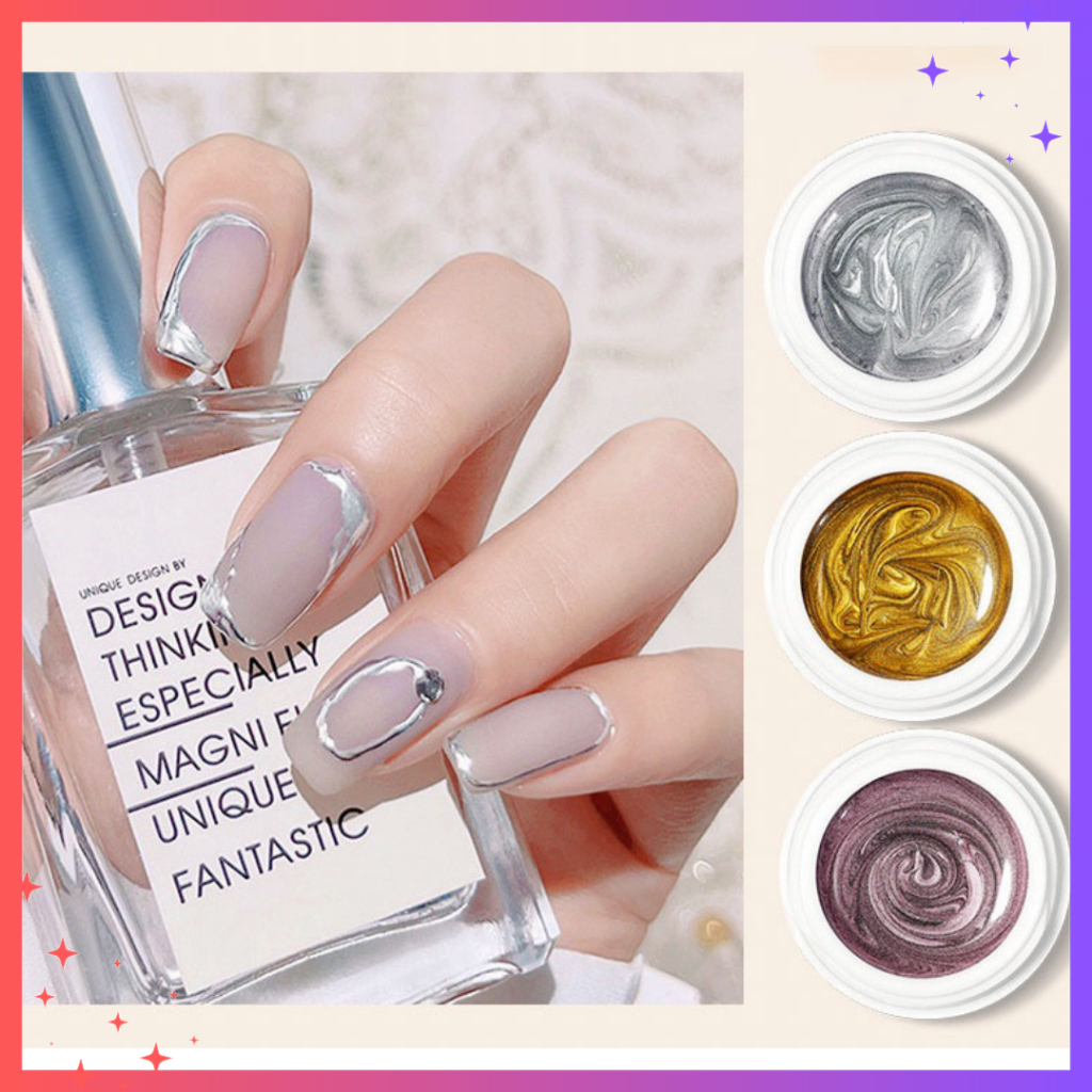 Gold Silver Rosegold Cat Kuku / Nail Polish Painting Gel Liner UV Kutek Kuku Metalik  KU044