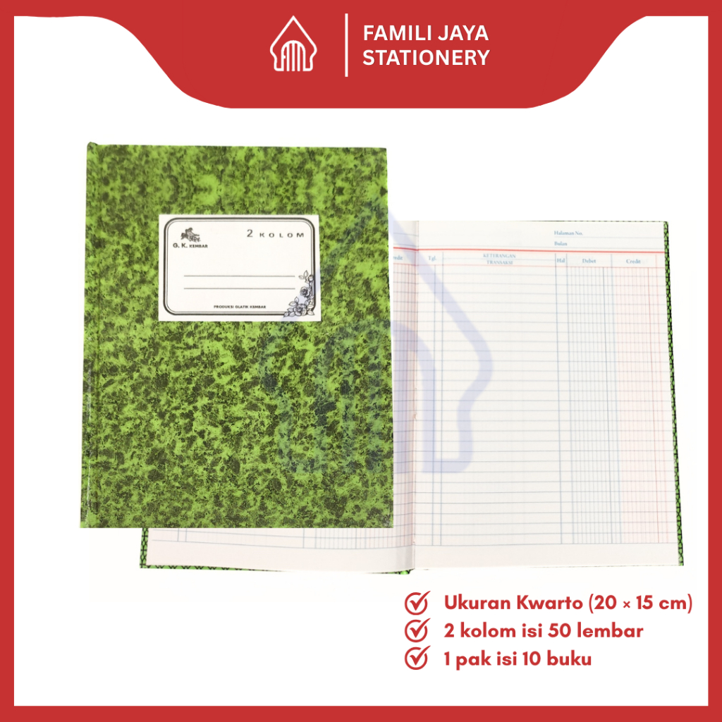 

GELATIK KEMBAR Buku Kas Hard Cover Batik Kwarto dan Folio 2 Kolom, 3 Kolom Isi 50,100, 200 Lembar