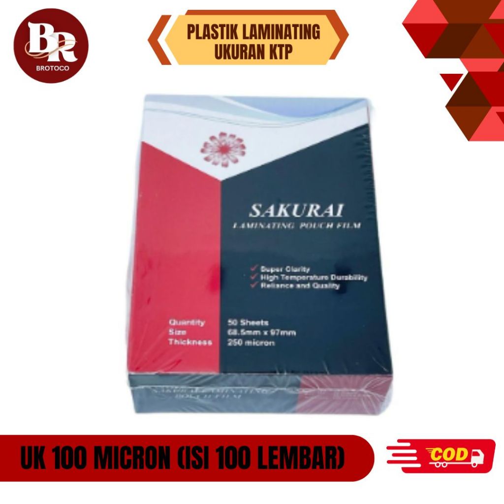

[BROTOCO] Plastik Laminating KTP Sakurai 100 Micron