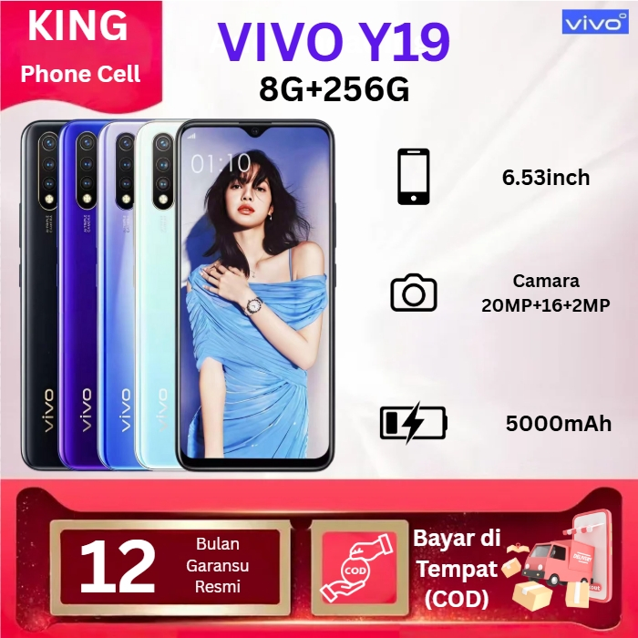 【CUCI GUDANG】Vivo Y19 8+256GB HP Android｜Layar 6.53"｜Baterai 5000mAh Tahan Lama｜DISKON TERBATAS