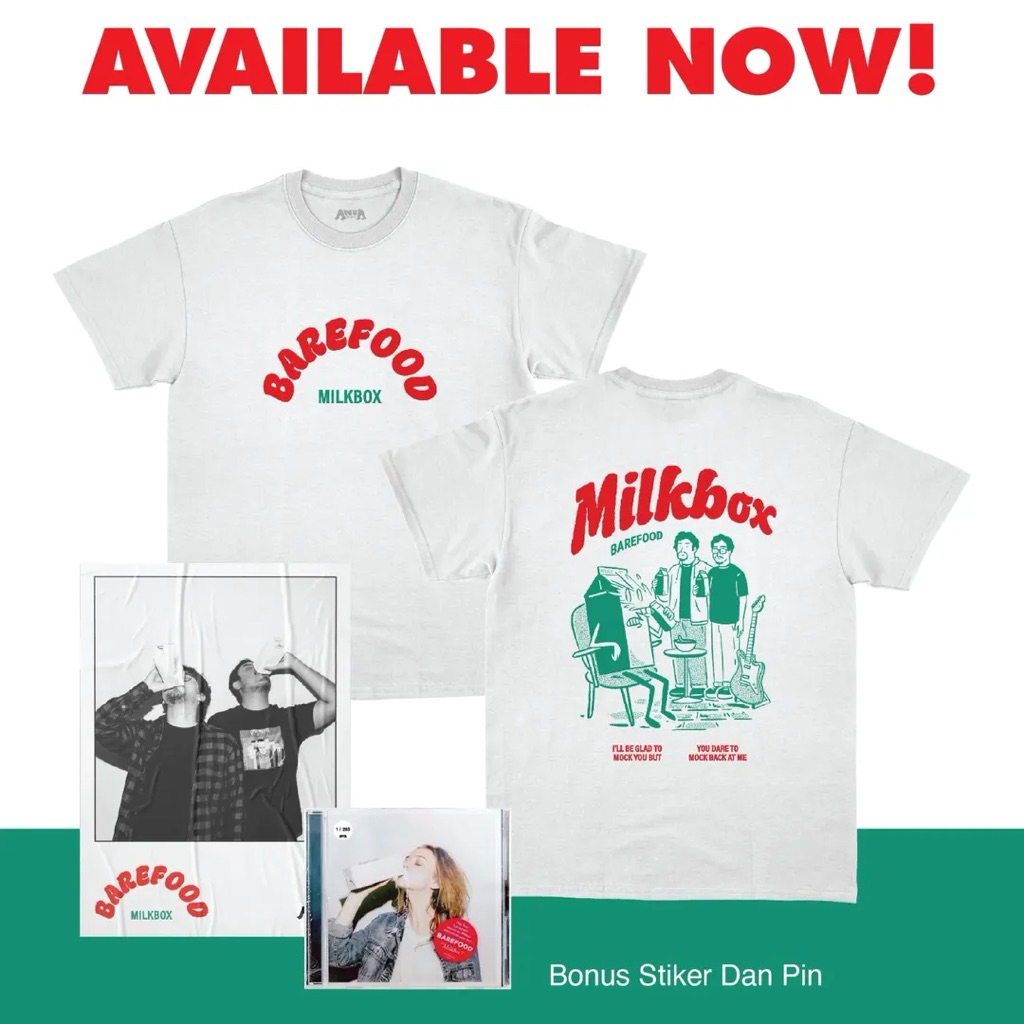 NOOV MUSIC Tshirt Baju Kaos Barefood - Milkbox Tshirt - White | Official Merchandise (Free Poster, C