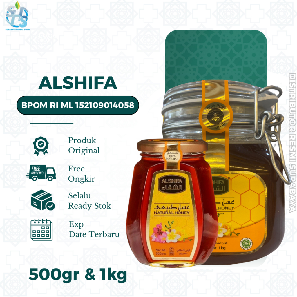 

Madu AL Shifa Natural Honey 500 Gram DAN 250 GRM Madu Murni DARI Arab