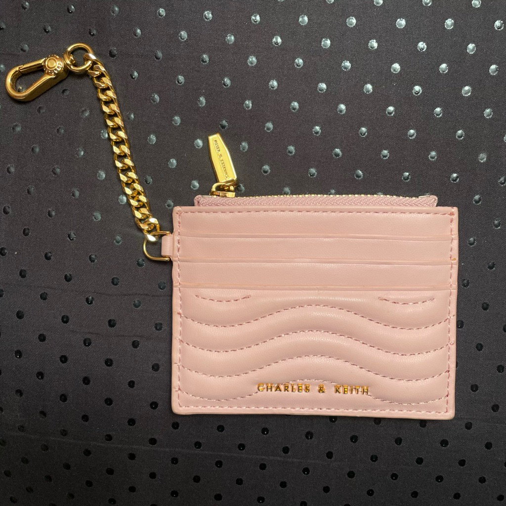 (Preloved) Charles & Keith Card Holder Light Pink Aubrielle Stitch-Trim