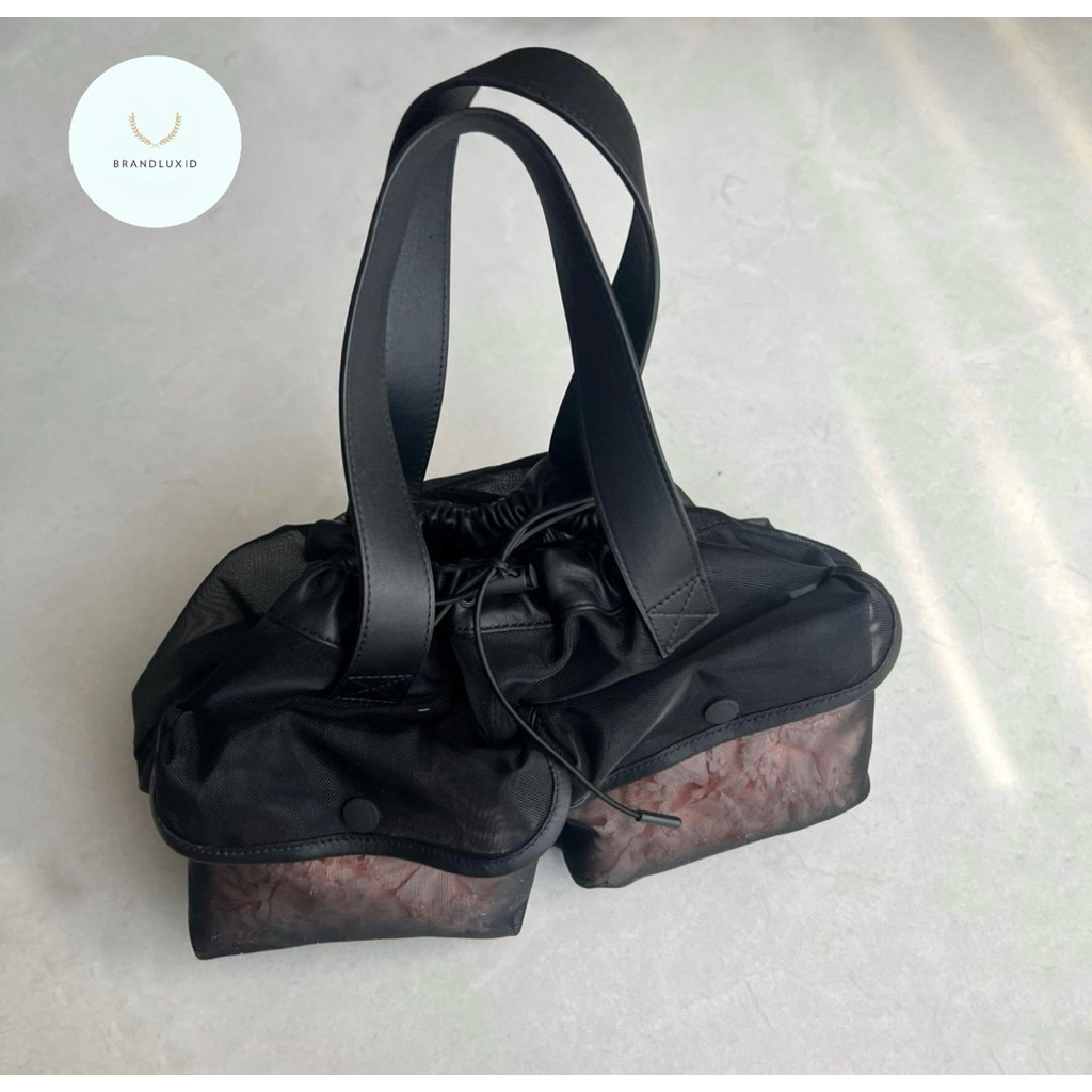 Simone rocha carnation pocket mesh bag in black/pink