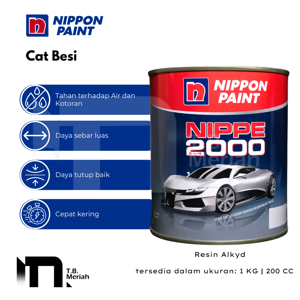 NIPPON PAINT Nippe 2000 Cat Duco Besi dan Kayu 200CC & 1Kg White - Cat Duco - Cat Mobil Motor Warna 