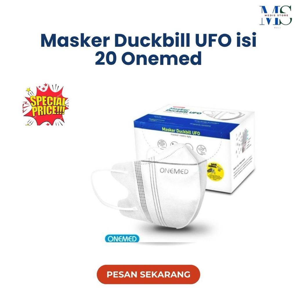 Masker duckbill UFO Onemed isi 30pcs| Masker duckbill medis | Masker ufo onemed