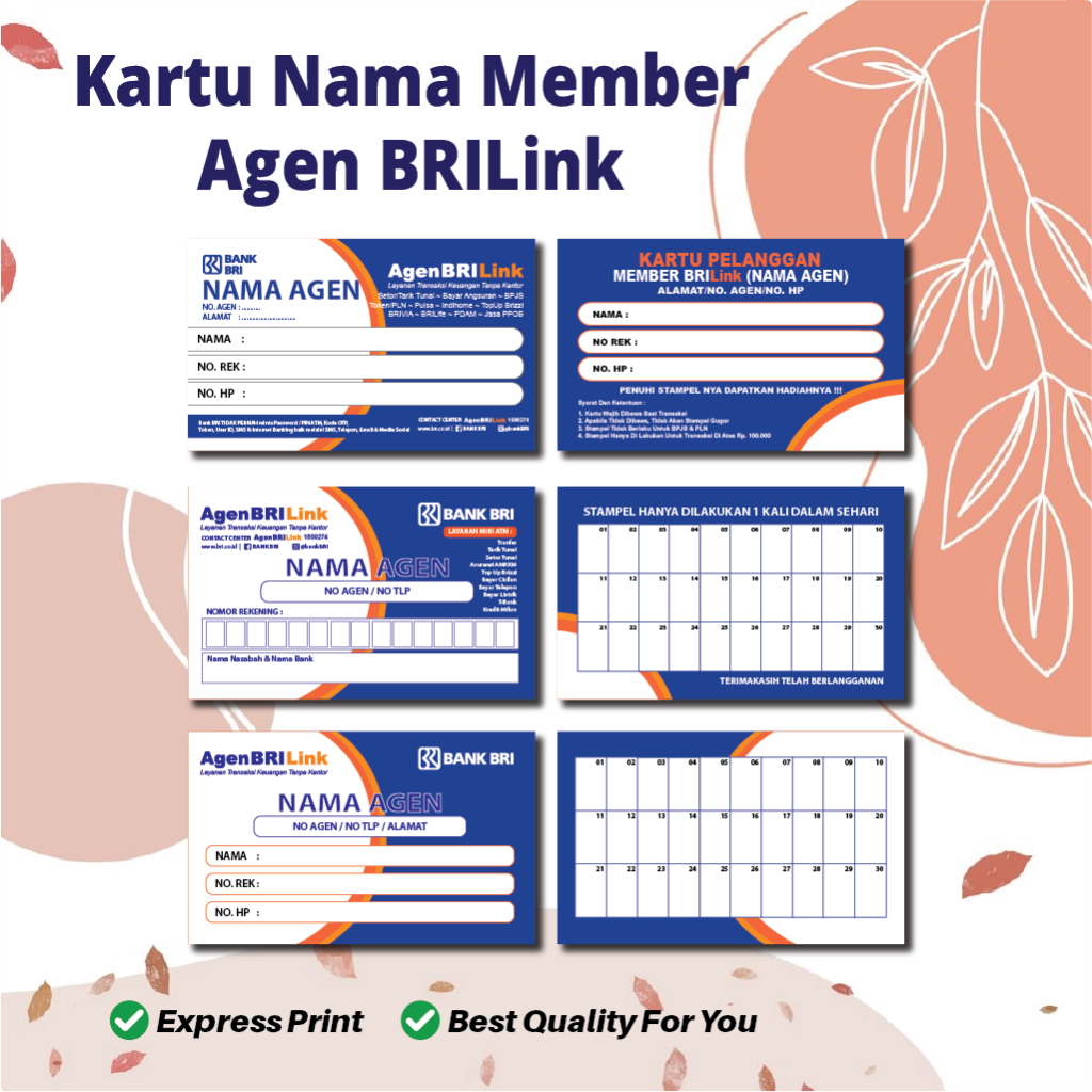 

Kartu Nama Member Agen BRILINK - Kartu Pelanggan BRILINK NEW A3+ Art Carton Karton