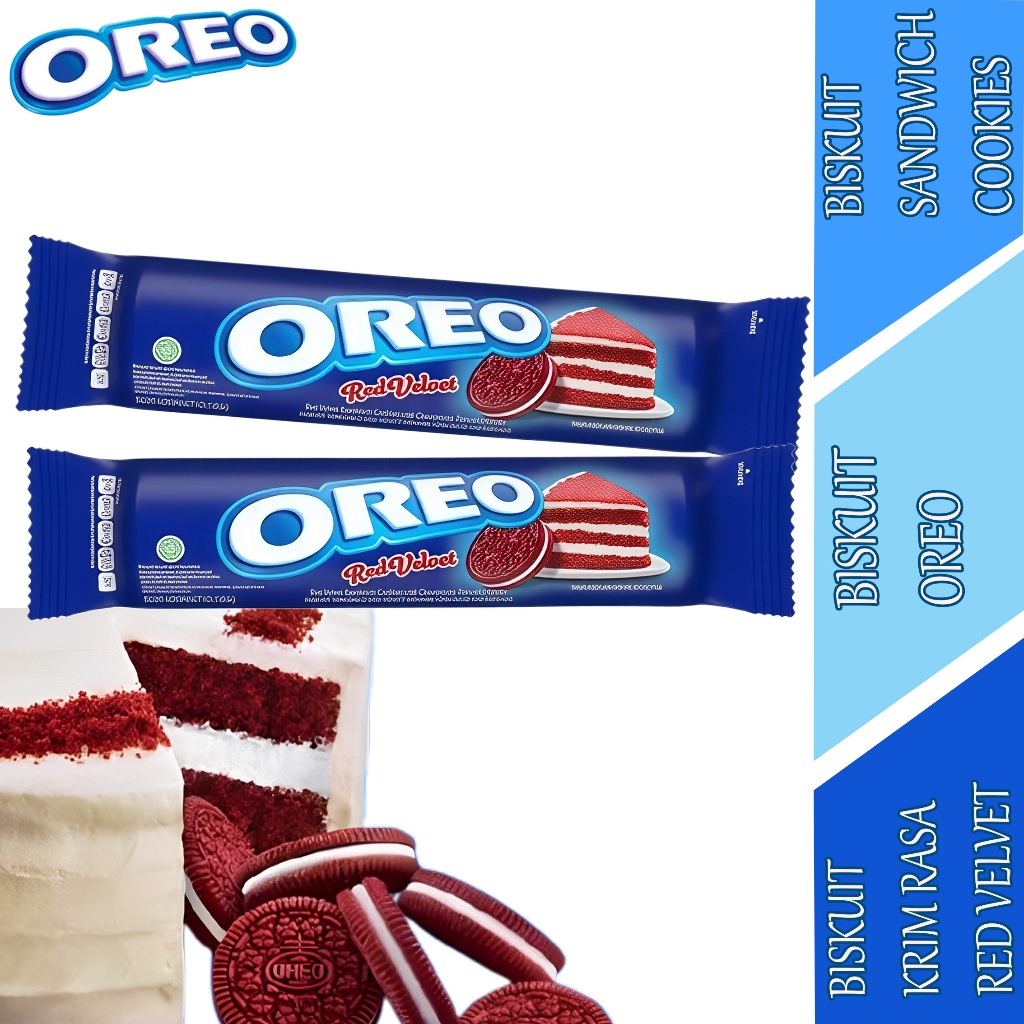 

Biskuit Krim Rasa Red Velvet - Oreo Biscuit - Biskuit Sandwich Cookies - 119.6gr