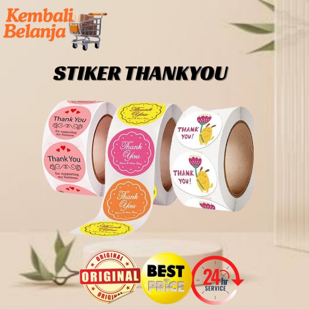 

Stiker Thankyou 1 Roll ( Isi 500 Pcs )/ Stiker Label Makanan/ Stiker Paket/ Stiker Terima Kasih/ Stiker Thanks