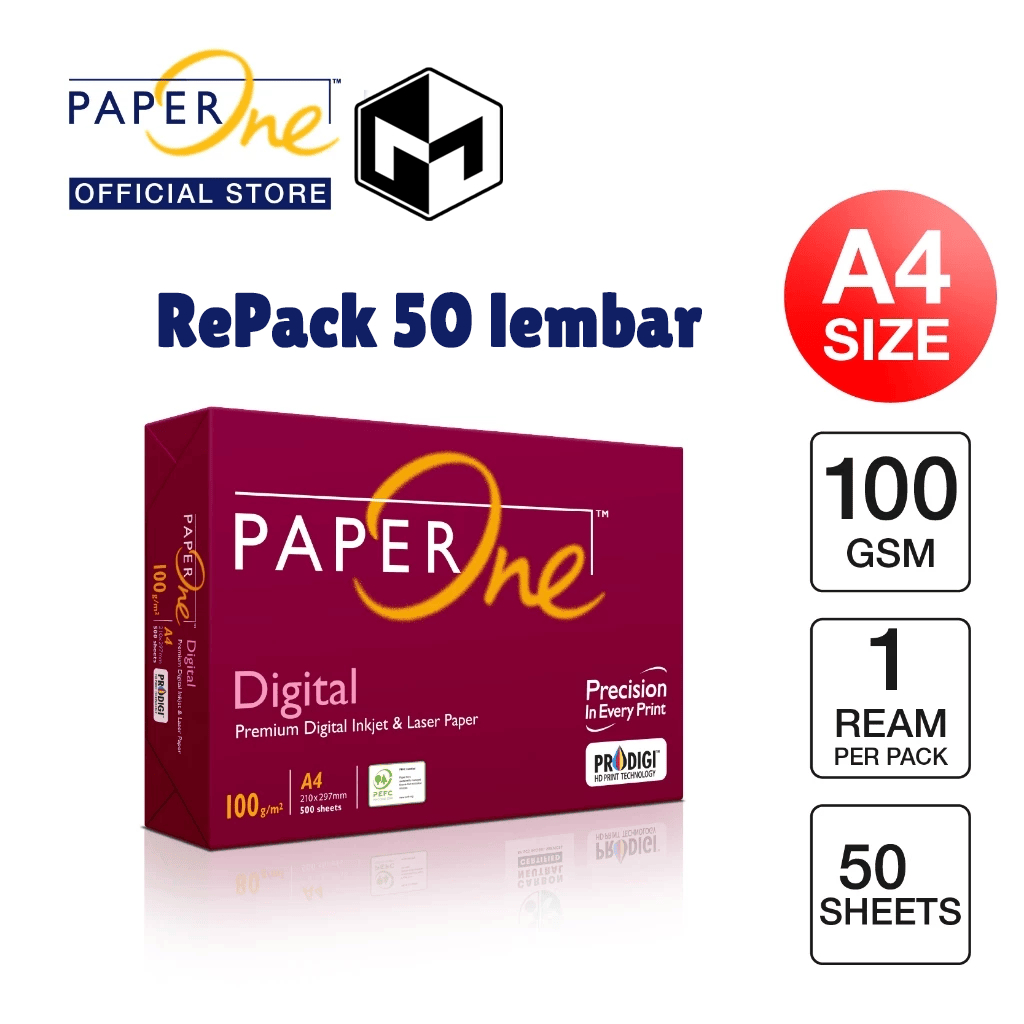 

PaperOne Kertas HVS A4 100gsm Kemasan RePack 50 Lembar