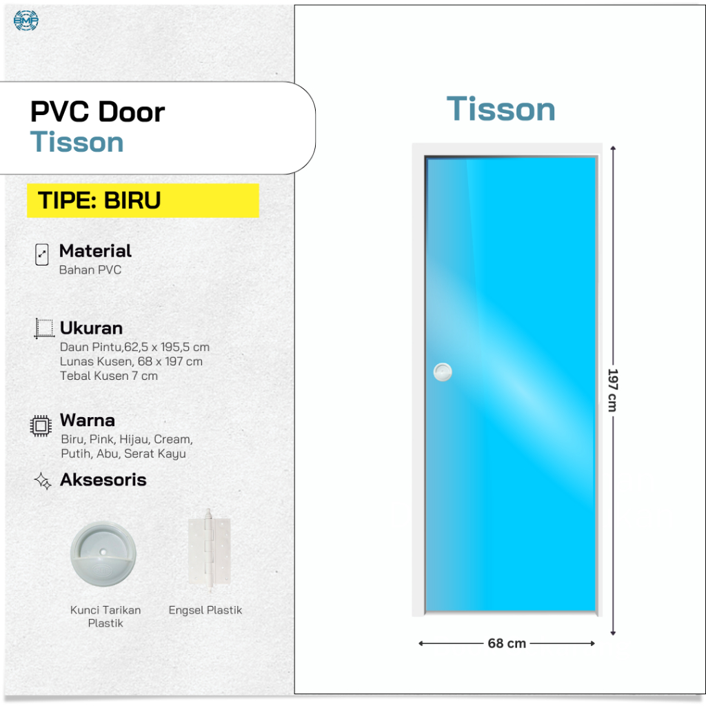 PINTU KAMAR MANDI PVC TISSON - KUSEN 7 CM