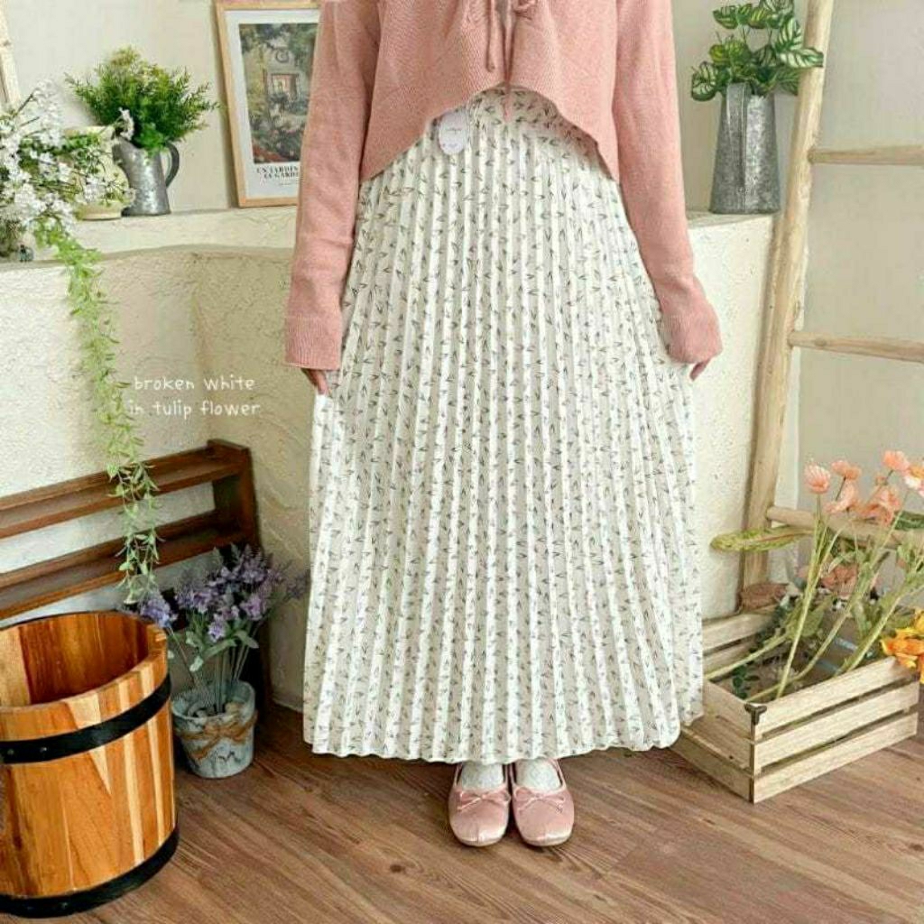 𝐂𝐨𝐝 𝐑𝐨𝐤 𝐁𝐮𝐧𝐠𝐚 𝐏𝐥𝐢𝐬𝐤𝐞𝐭 𝐌𝐨𝐭𝐢𝐟 BUNGA SKIRT MOTIF ROK PLEATED PREMIUM KOREAN STYLE
