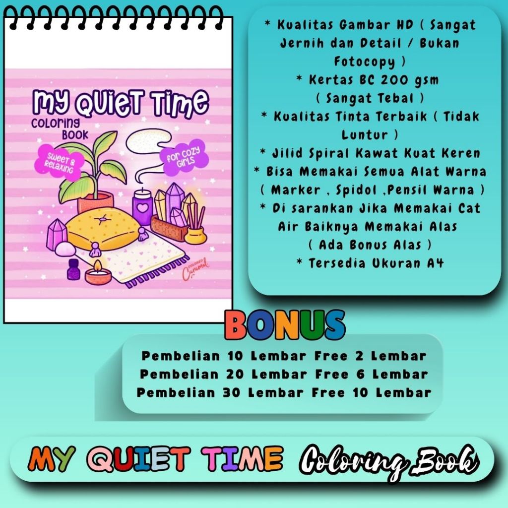 

Buku Mewarnai Tema Terbaru MY QUIET TIME Sweat And Relaxing Coloring Book For Cozy Girl Premium Kertas 200 gsm Tebal Sketsa Gambar Jelas Sudah HD Jernih