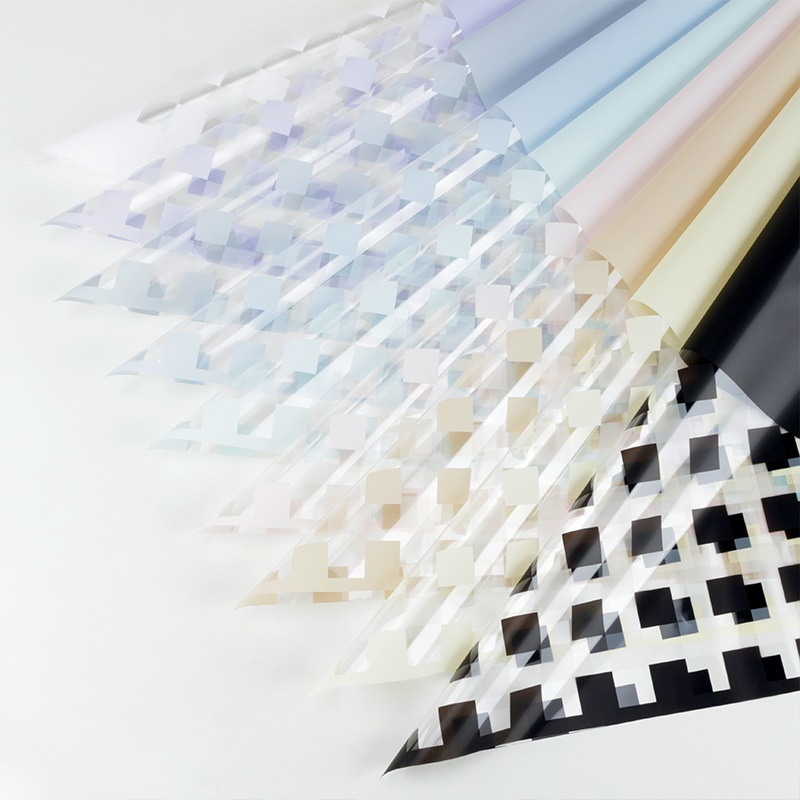 

Kertas Buket Bunga Flower Wrapping Motif Rubik's Cube Kotak kotak Square Bening Transparan Cellophane Paper Florist KB6112