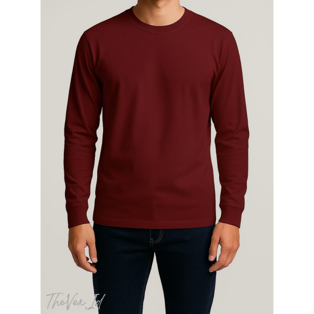 Kaos Lengan Panjang Polos – Long Sleeve Kaos Basic Pria Wanita