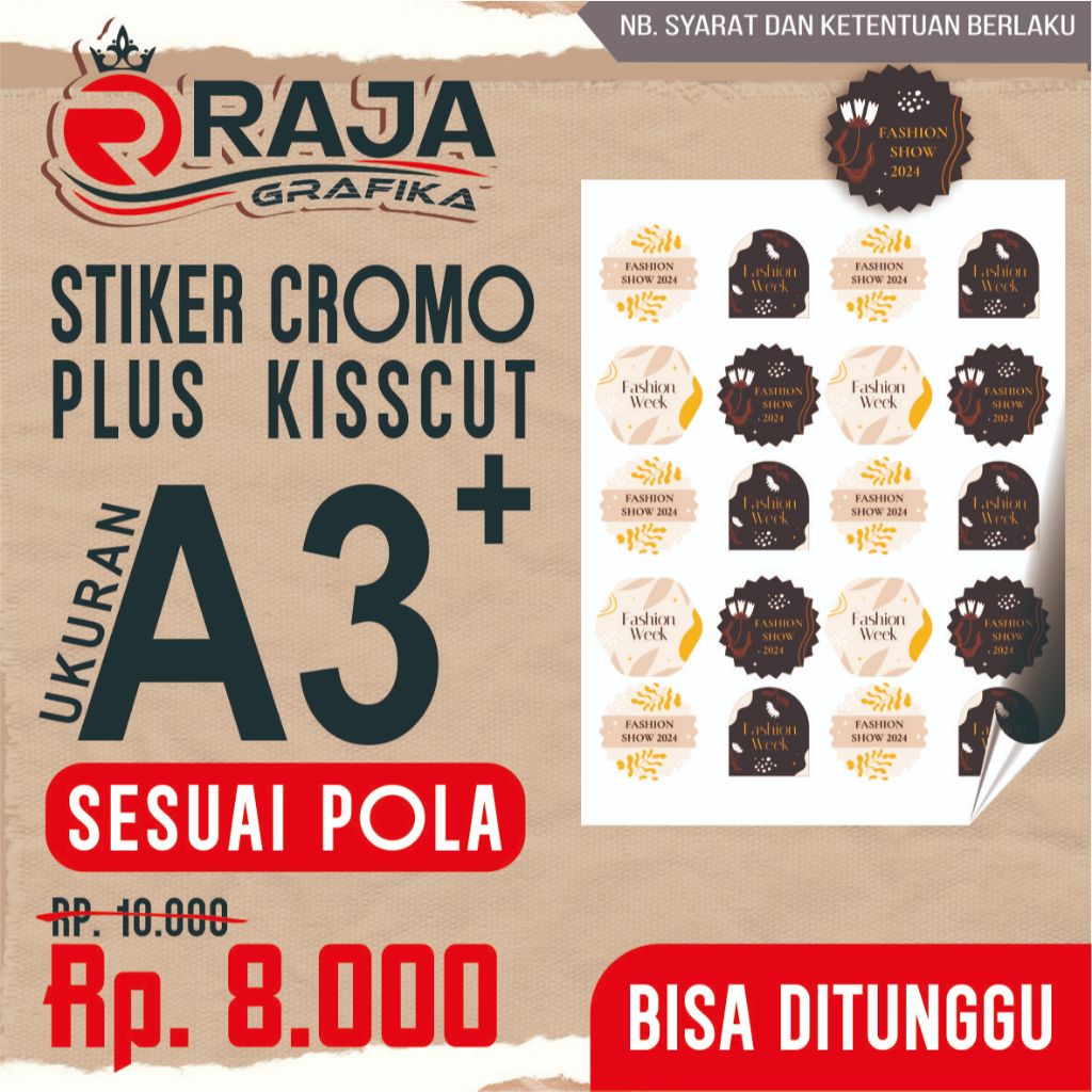 

CETAK STIKER CROMO KISSCUT SESUAI POLA KEMASAN A3+