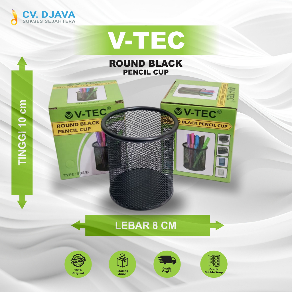 

Keranjang Pensil V-TEC Round Black Pencil Cup Tempat Pensil Meja Kantor