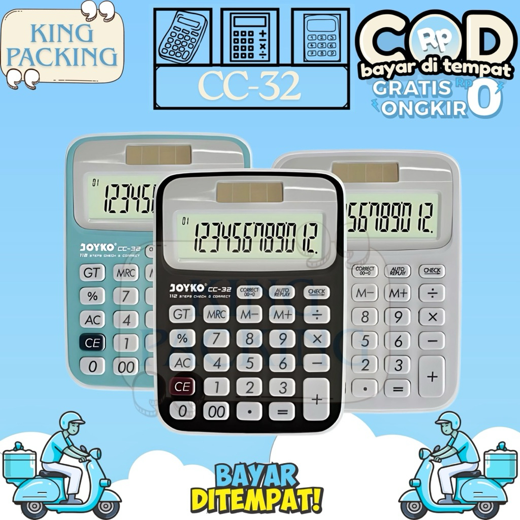 

Kalkulator CC-32 Joyko 3 Warna 12 Digit