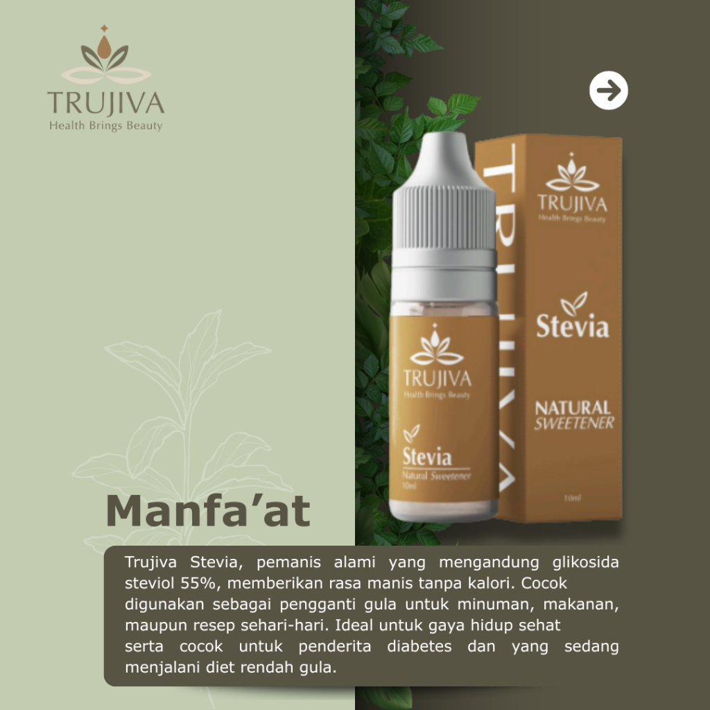 

Stevia Trujiva 15ml - Gula Alami Untuk Diet dan Penderita Diabetes, Aman & Bebas Kalori