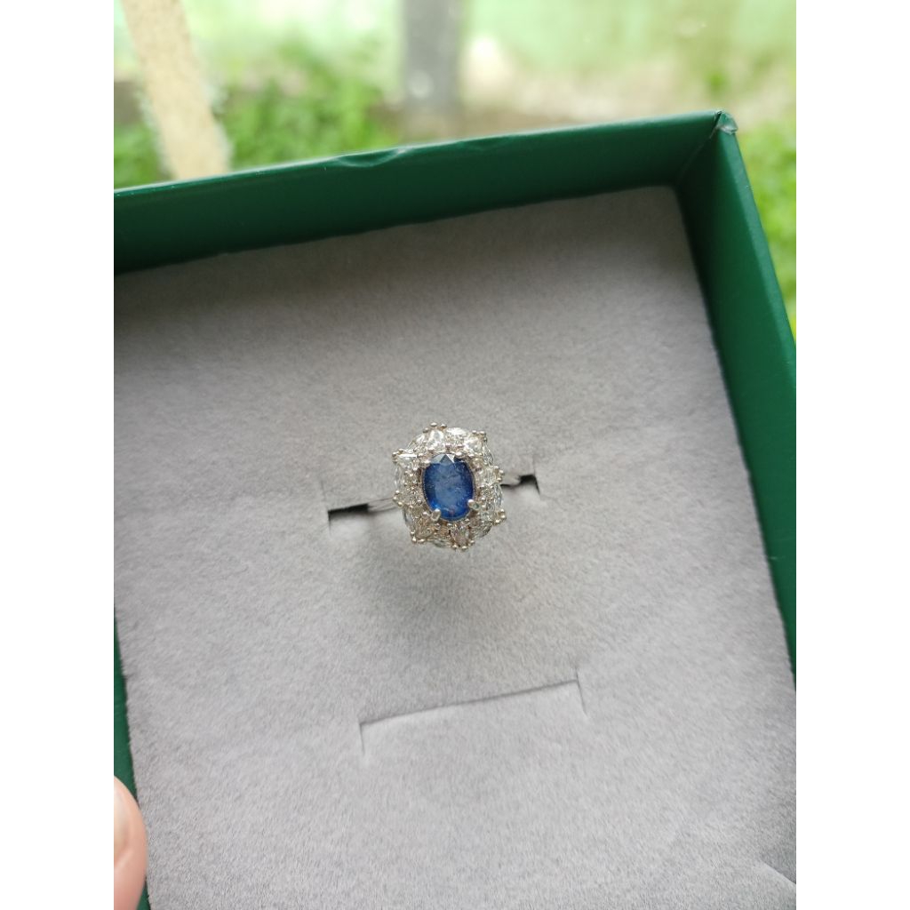 natural blue safir cincin s925