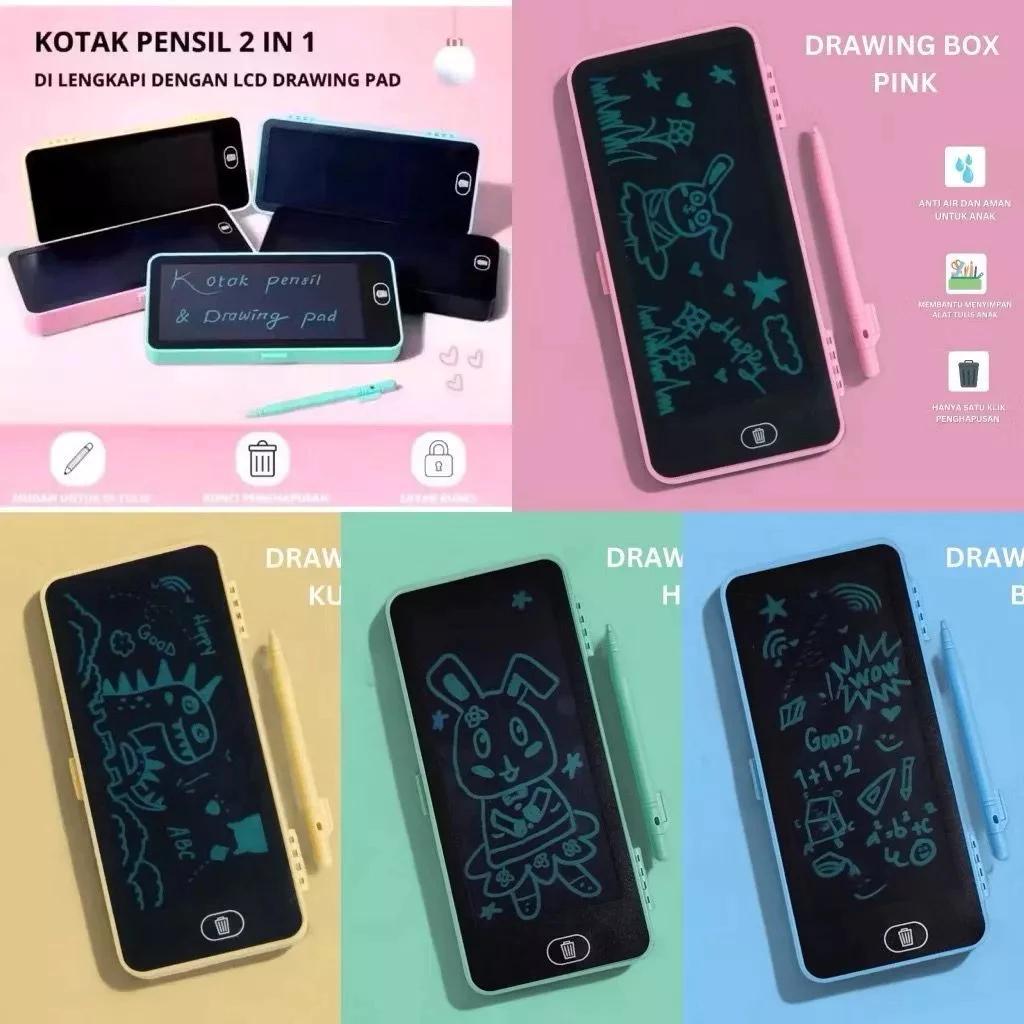 

KEMBAR-Kotak Pensil Case Besar Lcd Writing Drawing Box Case Ukuran Besar Edukasi 2in1