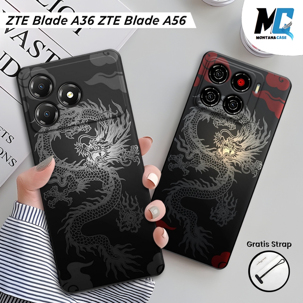 Montana Casing ZTE Blade A56 / ZTE Blade A36 Silikon Printing Gambar Naga | Case Full Karet HP ZTE B