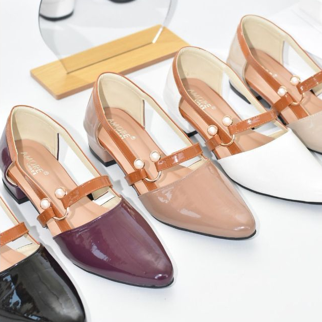 Grace Sandal sepatu wanita selop hak 3cm elegant