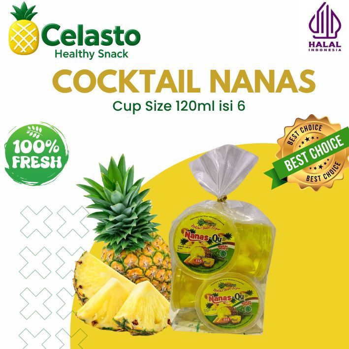

Celasto Cup Nanas 120 ml isi 6 Cocktail Nanas qu Healty Snack cemilan Sehat